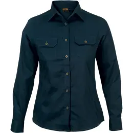 Navy Ladies Bush Shirt Long Sleeve